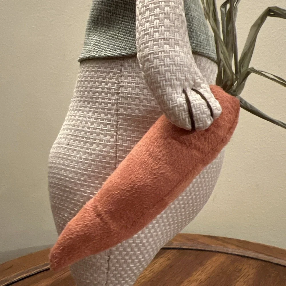 Rabbit Bunny Figurine Plush Standing Spring Easter Decor Vest Bow Tie